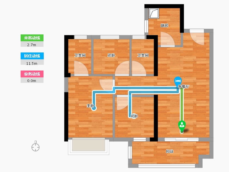 福建省-龙岩市-水晶臻院-71.20-户型库-动静线