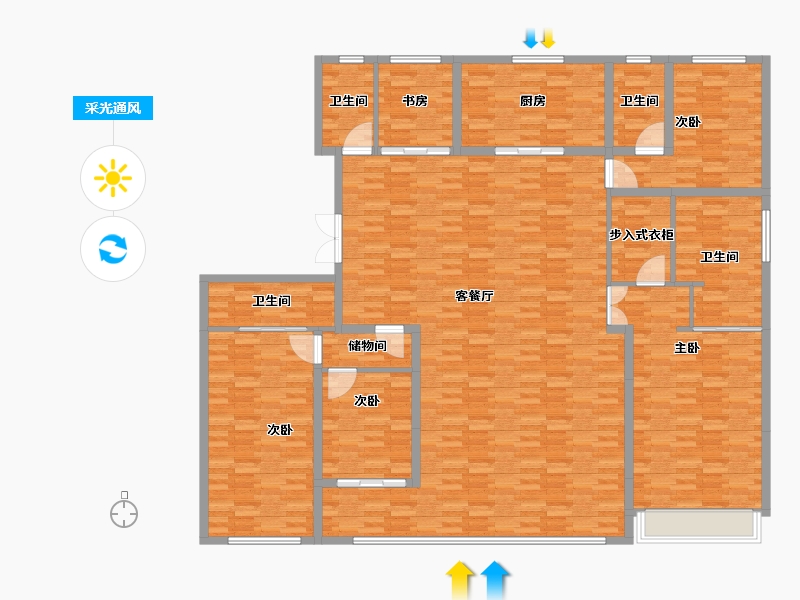 浙江省-宁波市-绿城·馥香园-212.34-户型库-采光通风