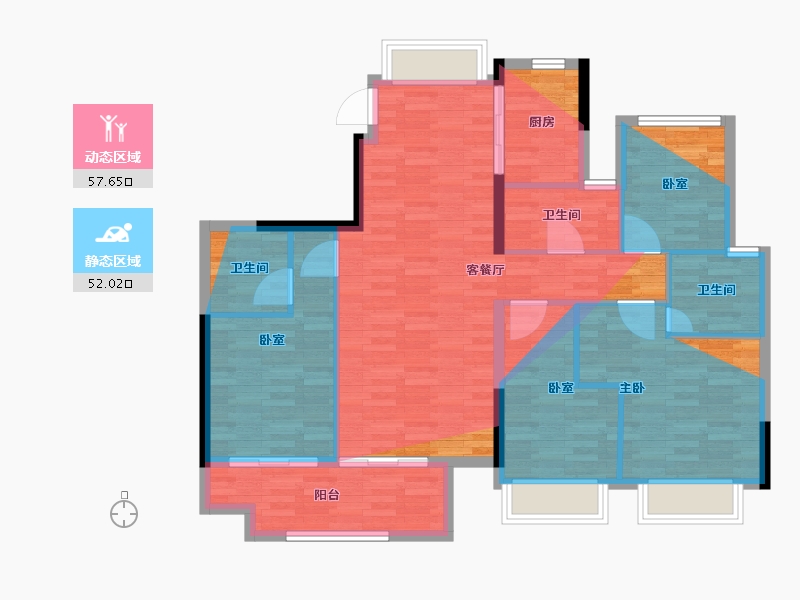 浙江省-衢州市-华达美好广场璟园-106.40-户型库-动静分区