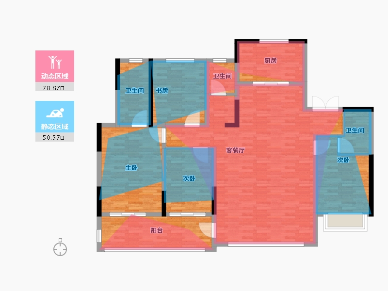 陕西省-西安市-白桦林隐-134.60-户型库-动静分区