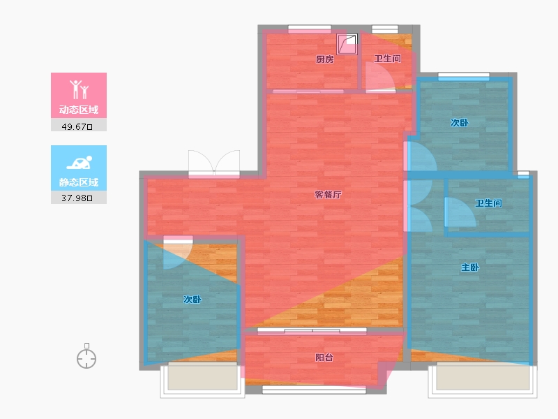 陕西省-渭南市-奉先·南塬春晴-89.03-户型库-动静分区