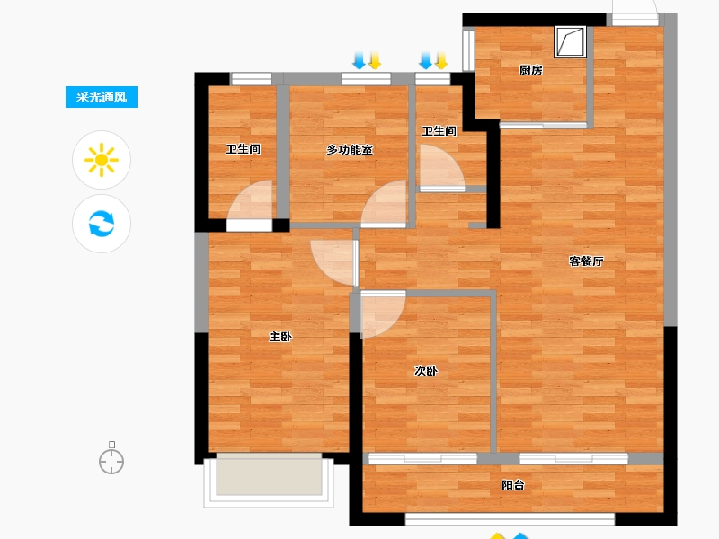 山西省-太原市-万星四合苑-71.78-户型库-采光通风