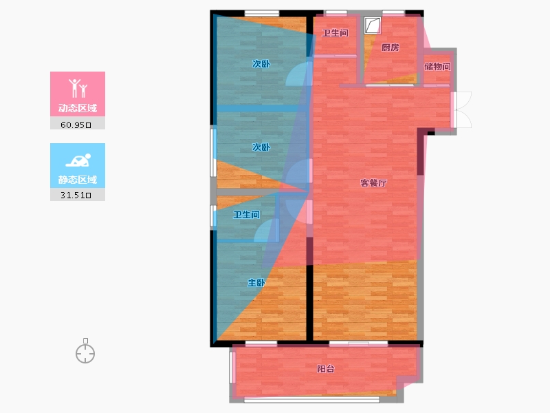 陕西省-咸阳市-珺悦府悦院-100.80-户型库-动静分区