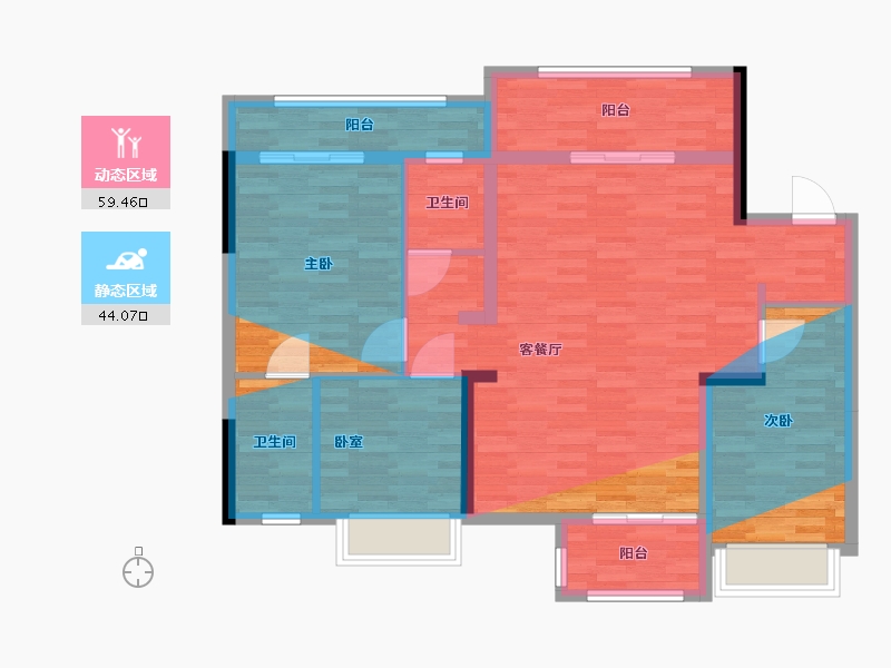 湖北省-天门市-承家北湖悦-101.12-户型库-动静分区