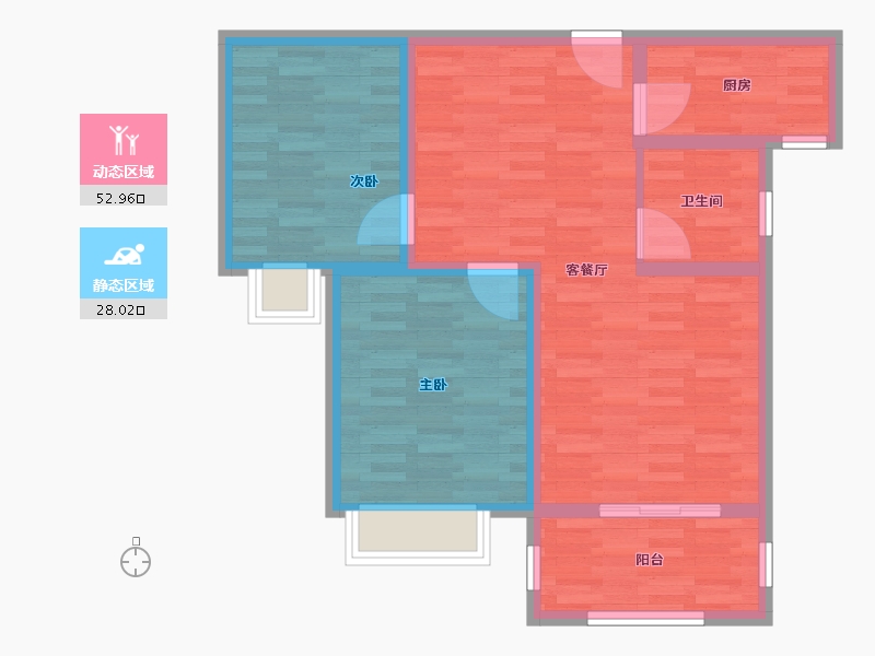 湖北省-宜昌市-悦山新居-73.60-户型库-动静分区