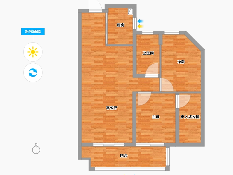 河南省-信阳市-昌建申悦台-72.89-户型库-采光通风