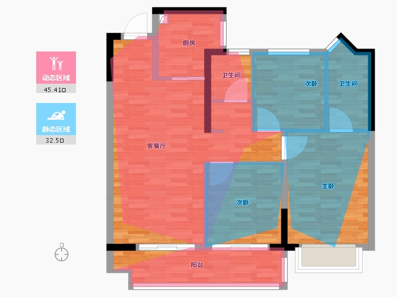 陕西省-榆林市-中宏·河山序-80.15-户型库-动静分区