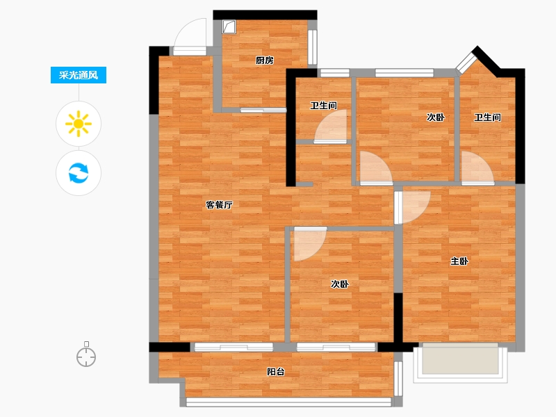 陕西省-榆林市-中宏·河山序-80.15-户型库-采光通风