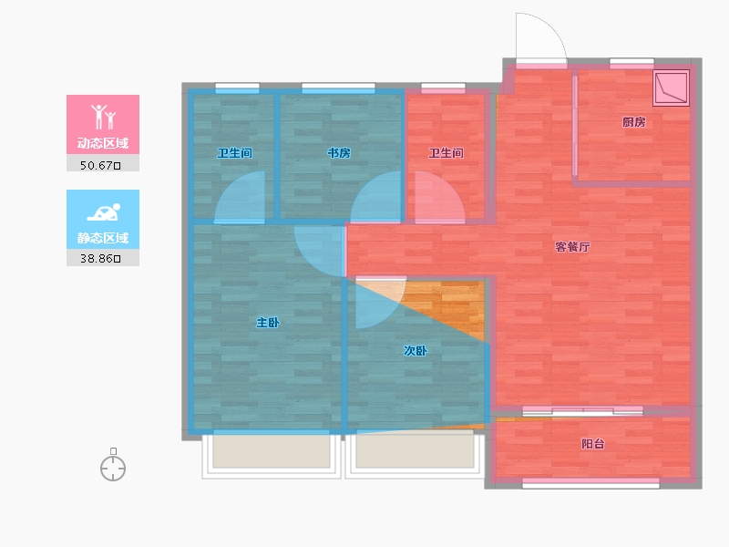 浙江省-宁波市-保利东方瑧悦-84.00-户型库-动静分区