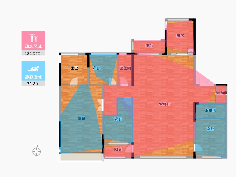 江苏省-苏州市-紫金·翡丽甲第-219.37-户型库-动静分区