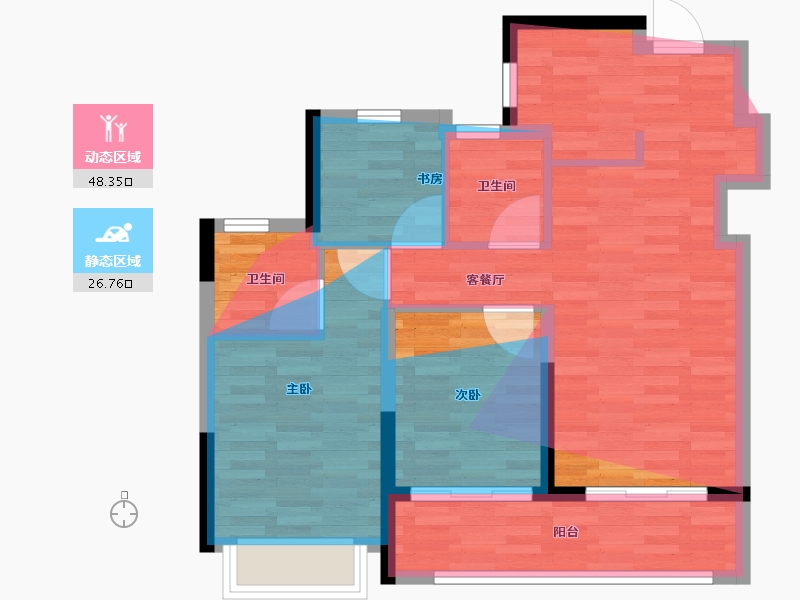 浙江省-杭州市-滨杭滨纷城-69.30-户型库-动静分区