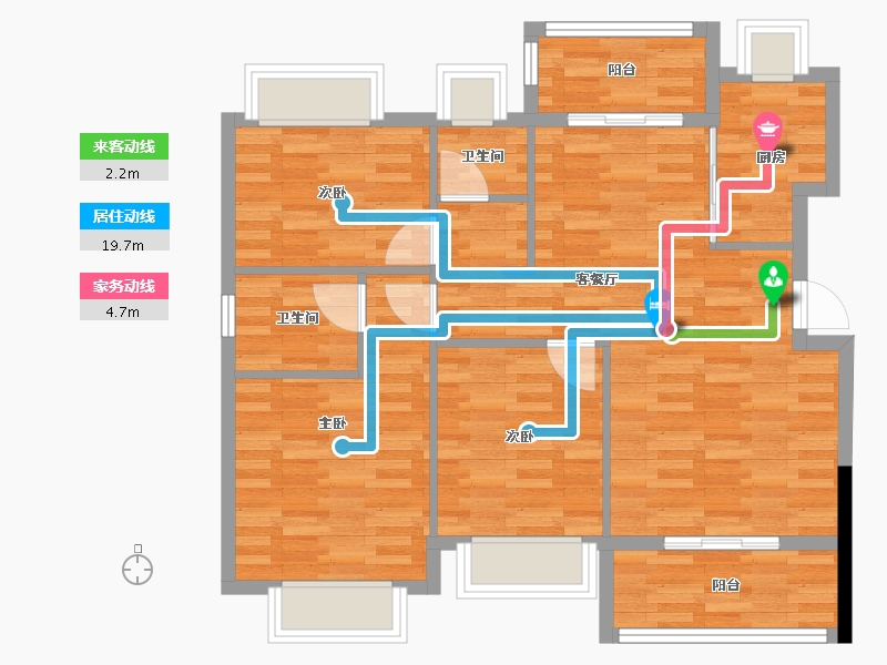 湖北省-荆州市-洪湖花园-84.00-户型库-动静线