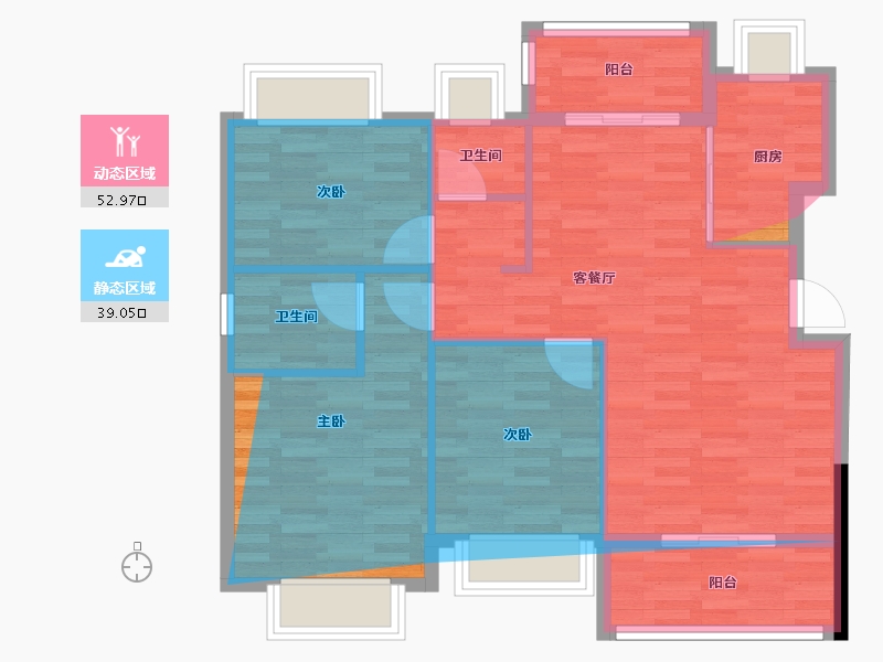 湖北省-荆州市-洪湖花园-84.00-户型库-动静分区