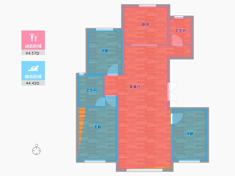 黑龙江省-佳木斯市-嘉瑞华府-101.18-户型库-动静分区