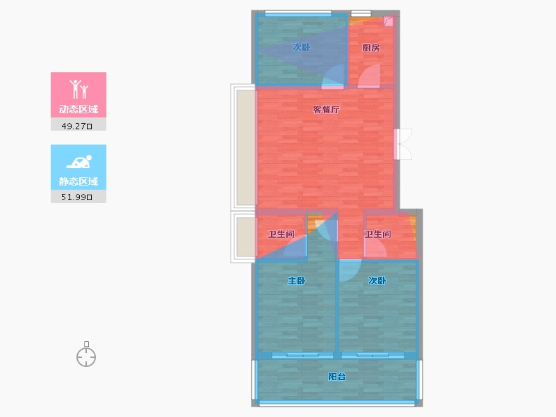 山东省-德州市-嘉泰·东方翰林府-87.76-户型库-动静分区