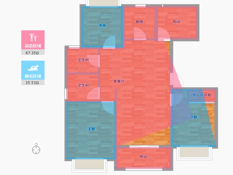 浙江省-杭州市-颐和山庄-90.41-户型库-动静分区