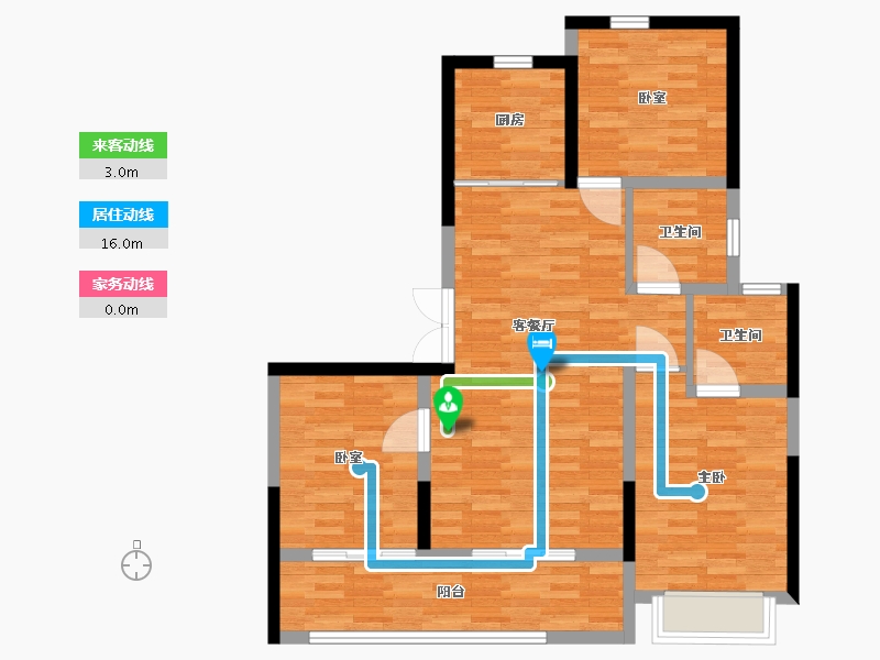 陕西省-渭南市-秦正·锦绣东方-89.19-户型库-动静线