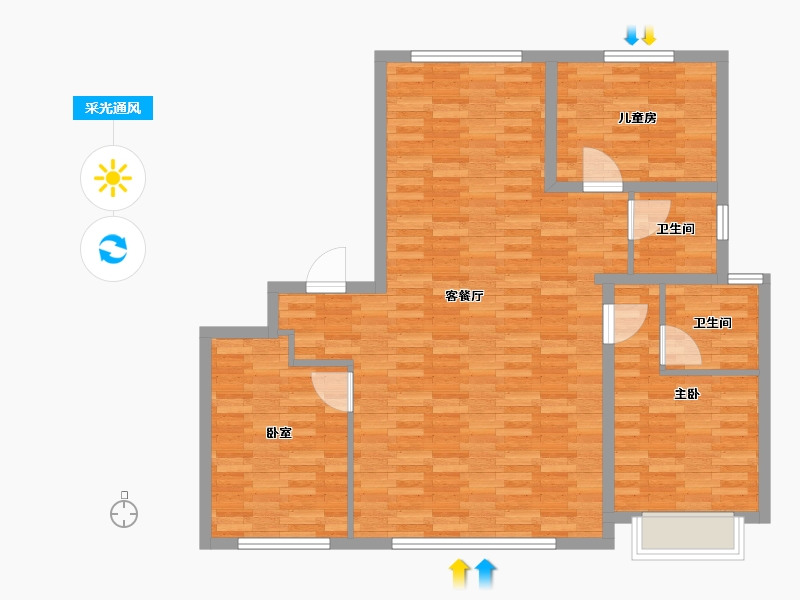 河北省-廊坊市-香汐映月-100.72-户型库-采光通风