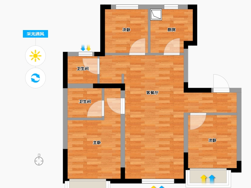 吉林省-长春市-林语雅居-66.80-户型库-采光通风