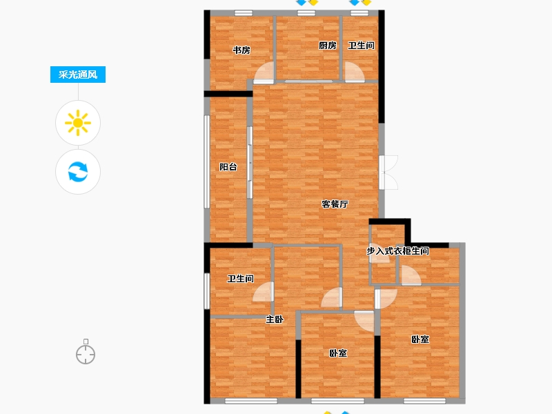 浙江省-杭州市-翡翠锦和府-150.07-户型库-采光通风