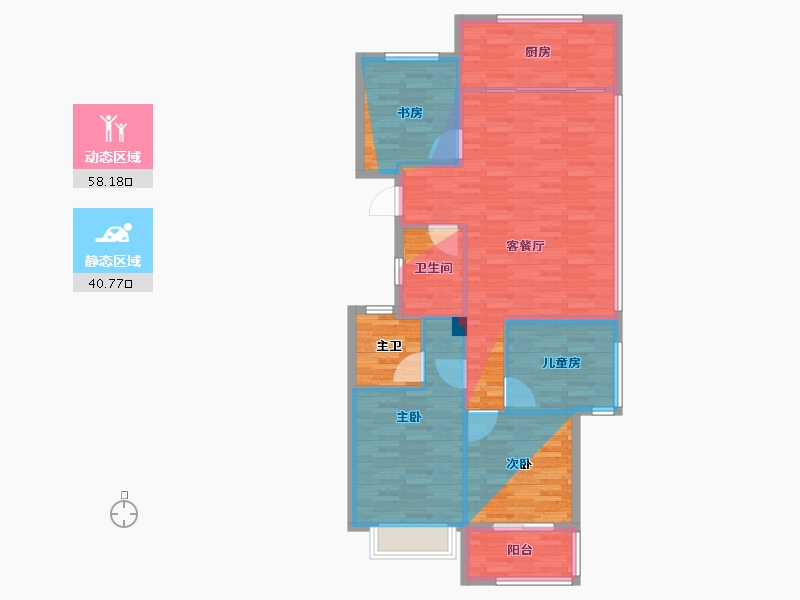 浙江省-宁波市-保利东方瑧悦-102.24-户型库-动静分区