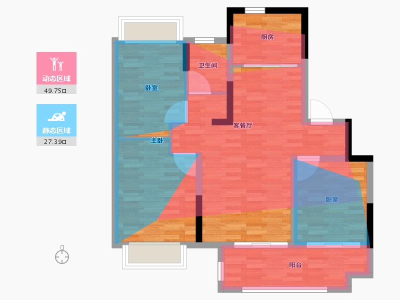 江苏省-镇江市-建华·玖珑樾-77.05-户型库-动静分区