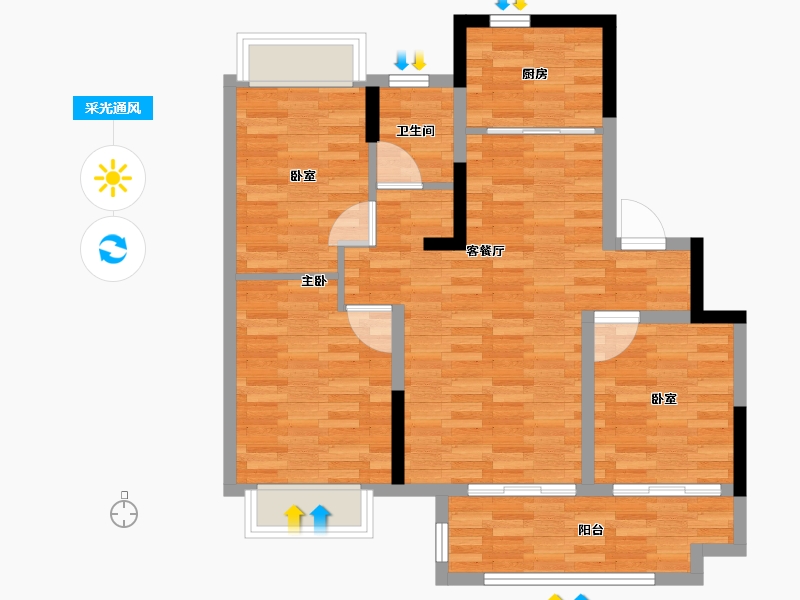 江苏省-镇江市-建华·玖珑樾-77.05-户型库-采光通风