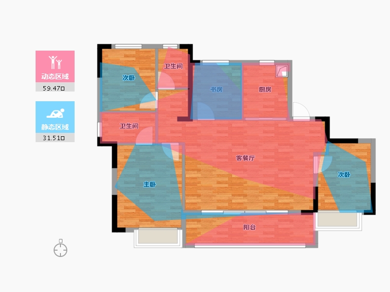 浙江省-宁波市-舜瑞绿城·晓月沁园-104.92-户型库-动静分区