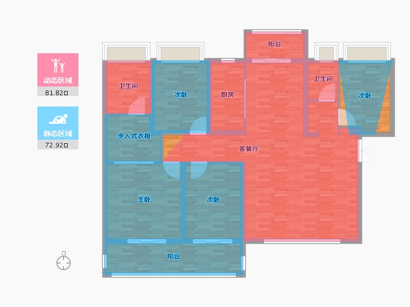 湖南省-长沙市-丽尔曼顿-159.20-户型库-动静分区