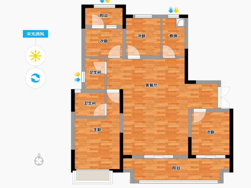 河南省-洛阳市-名湾望山岳-104.21-户型库-采光通风