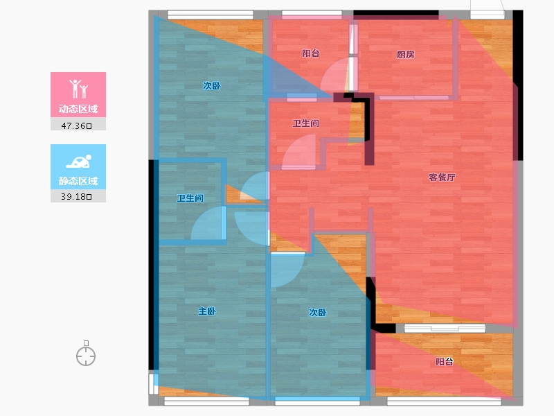 云南省-红河哈尼族彝族自治州-创泰府畔壹号-84.36-户型库-动静分区