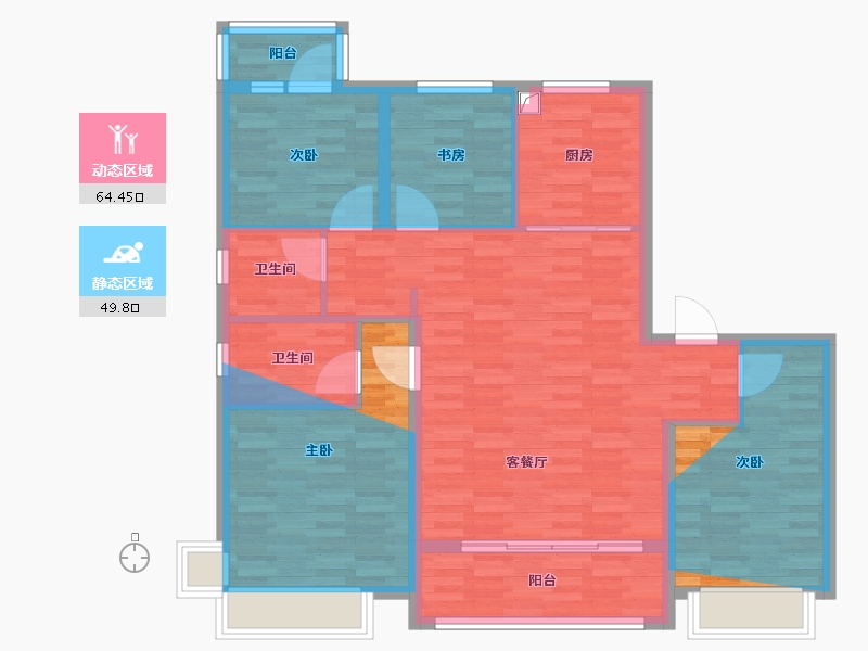 浙江省-宁波市-保利东方瑧悦-106.19-户型库-动静分区