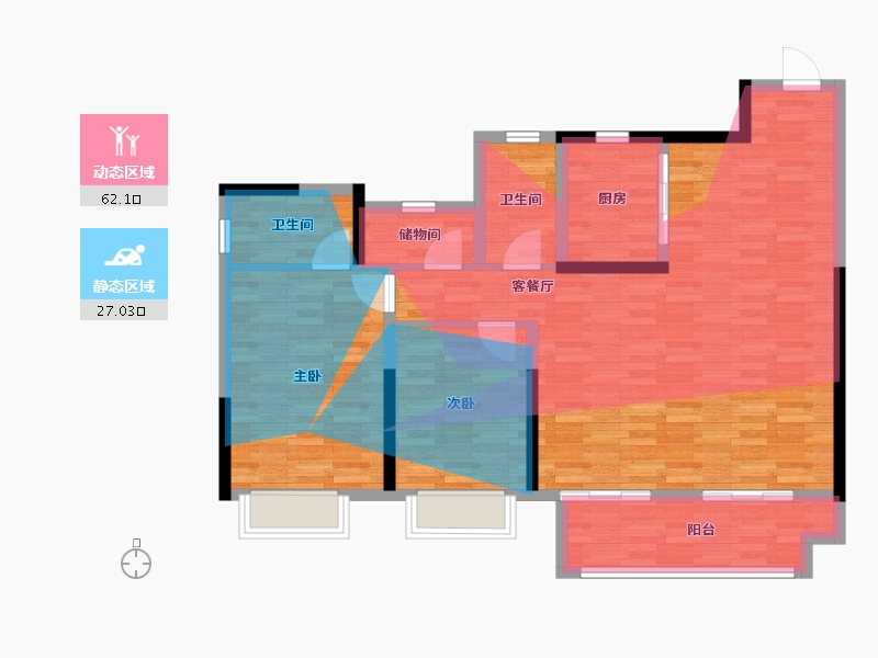 江苏省-常州市-蓝城春江明月-100.96-户型库-动静分区