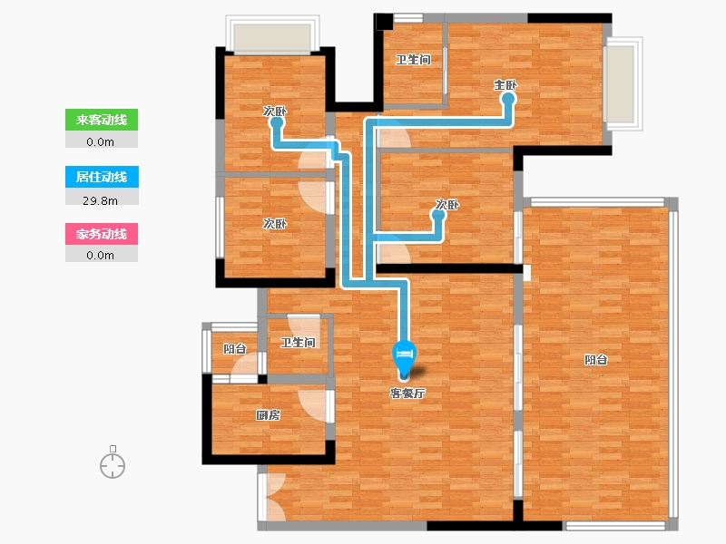 四川省-眉山市-通威城市森林花园138户型-110.40-户型库-动静线