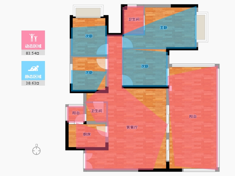 四川省-眉山市-通威城市森林花园138户型-110.40-户型库-动静分区