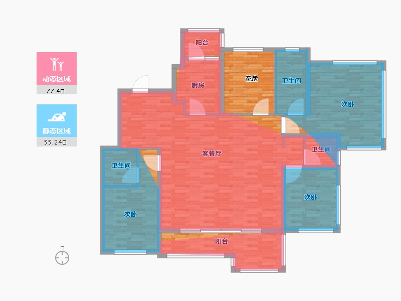 四川省-成都市-龙湖观萃-134.33-户型库-动静分区