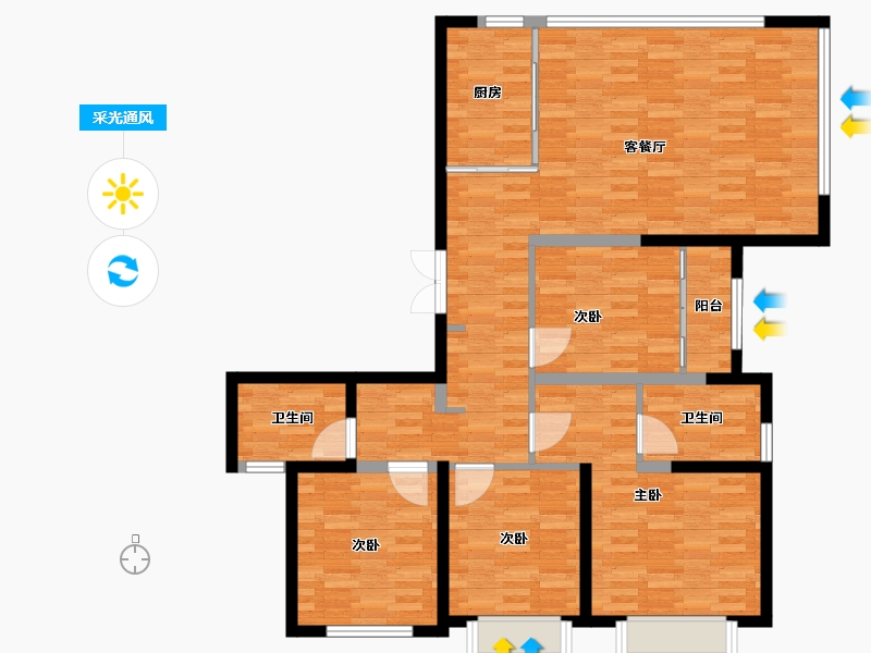 福建省-厦门市-海沧中心TOD璞瑞璞盛-113.87-户型库-采光通风