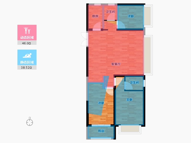 河南省-新乡市-瑞璟花园-82.87-户型库-动静分区