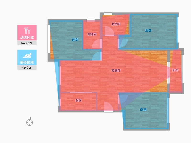 河北省-唐山市-乐泰和园-108.00-户型库-动静分区