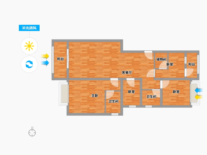 云南省-保山市-凤里学府-91.46-户型库-采光通风