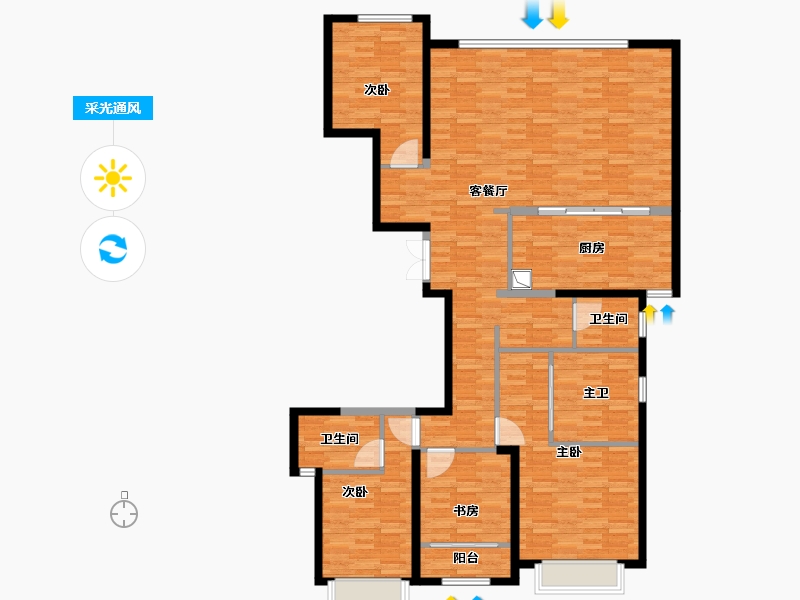 福建省-厦门市-海沧中心TOD璞瑞璞盛-146.15-户型库-采光通风