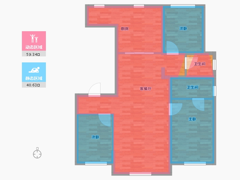 黑龙江省-佳木斯市-嘉瑞华府-91.05-户型库-动静分区