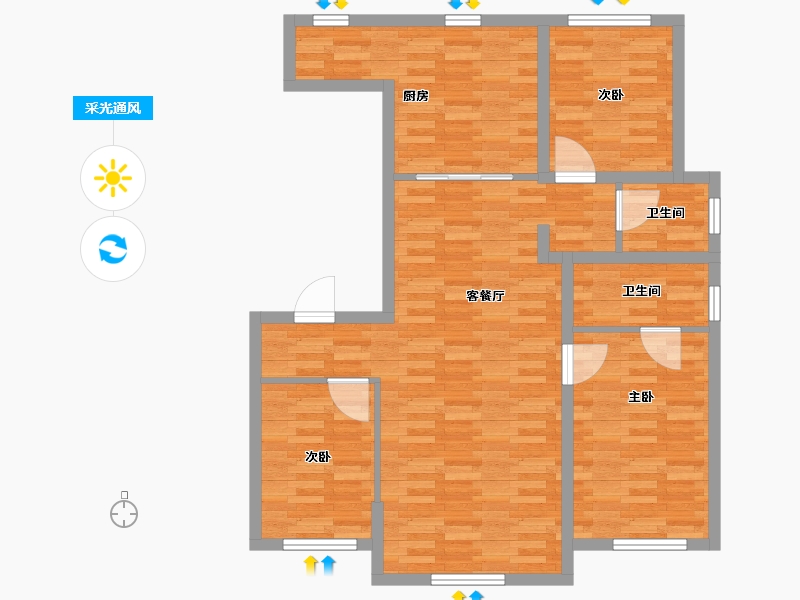 黑龙江省-佳木斯市-嘉瑞华府-91.05-户型库-采光通风