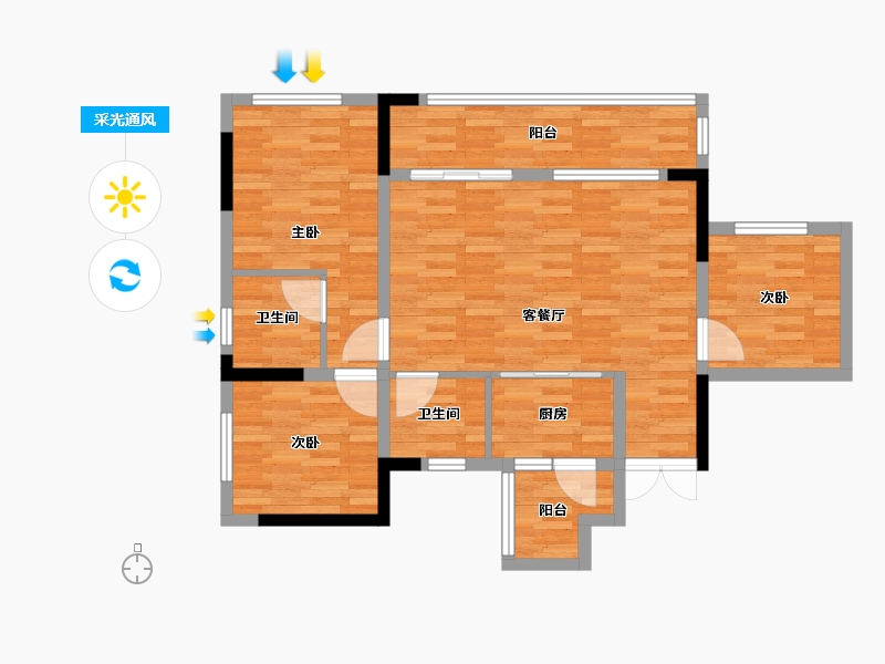 四川省-成都市-滨江翰林府-83.91-户型库-采光通风