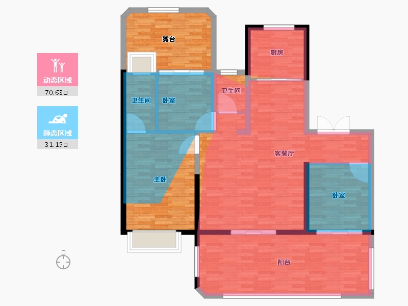 江苏省-盐城市-悦达悦珑湾·铂府-102.00-户型库-动静分区