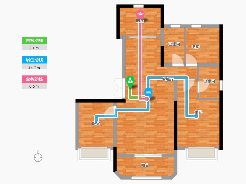 山东省-淄博市-东门书院-91.88-户型库-动静线