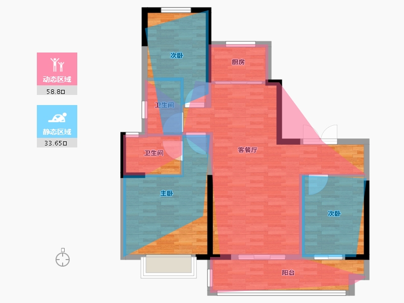 陕西省-榆林市-中宏·河山序-89.99-户型库-动静分区