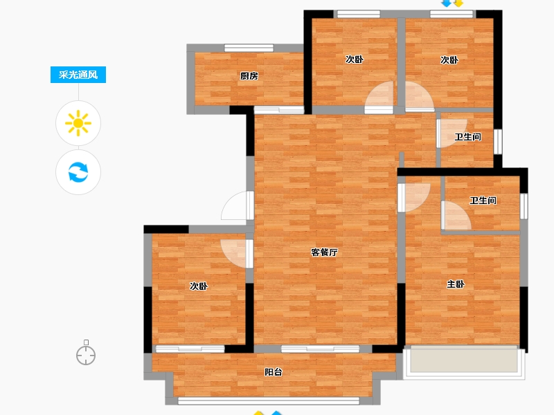 河南省-濮阳市-冶都森林花语二期-98.24-户型库-采光通风