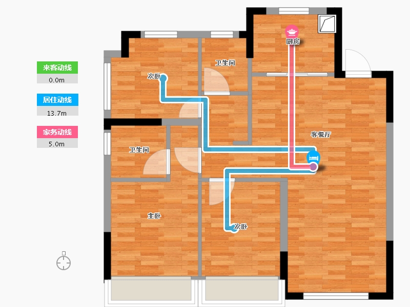 浙江省-杭州市-龙湖亚伦怡康·滨颂御湖境-77.68-户型库-动静线