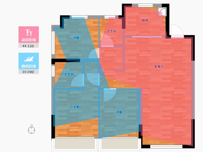 浙江省-杭州市-龙湖亚伦怡康·滨颂御湖境-77.68-户型库-动静分区